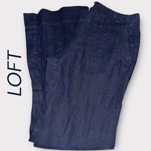🌹LOFT NAVY 100% LINEN MARISA PANTS